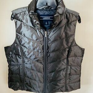 LANDS' END Women's Quilted Puffer Vest with Down EUC Size L 14-16